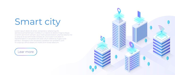 Smart city or intelligent building isometric vector concept Management system or BAS background Sm
