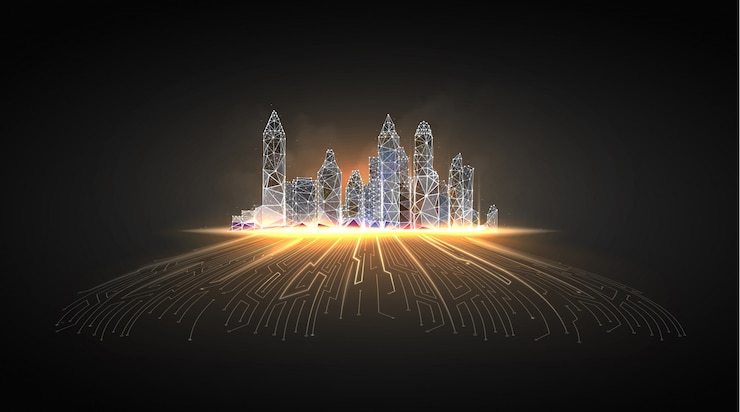 Vector smart city or intelligent building.