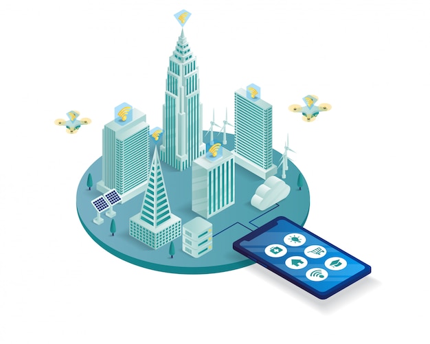 Vector smart city isometric illustration