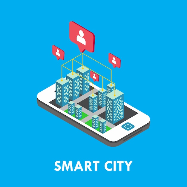 Smart city isometrische vector sjabloon ontwerp illustratie