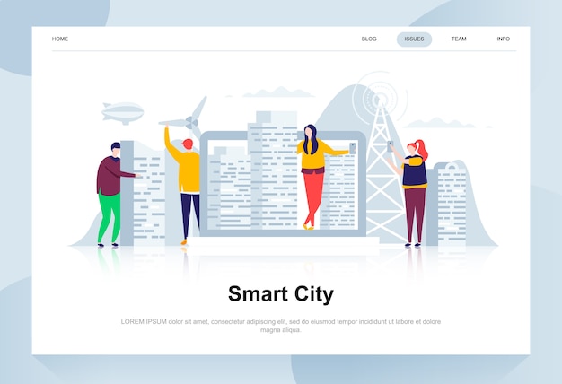 Smart city modern flat design concept.