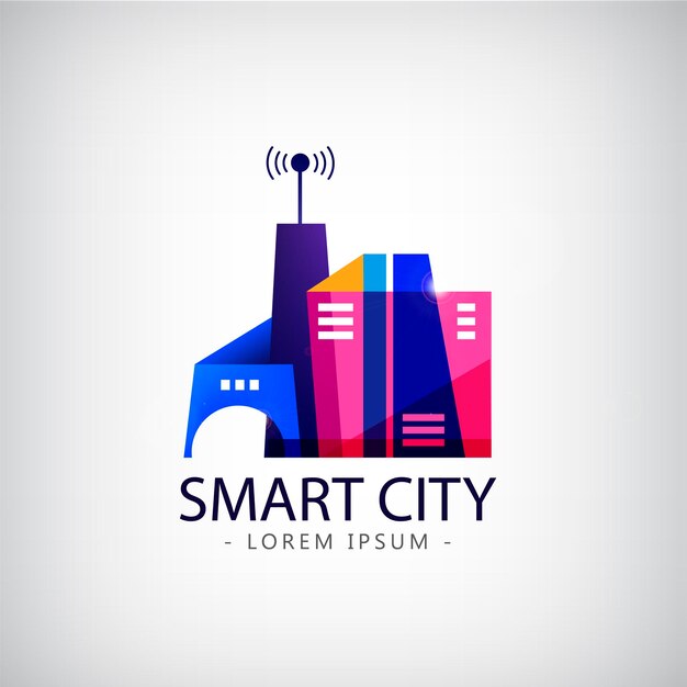 Smart city, real estate logo. business smart city concept