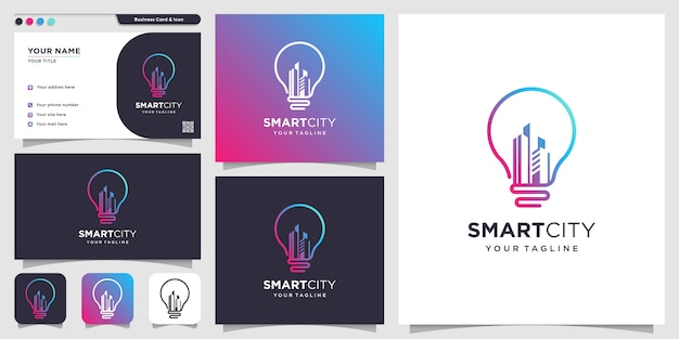 Smart city with creative style and business card design template, city, smart, creative 