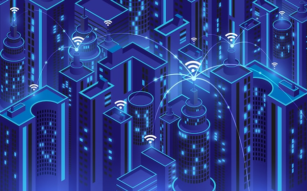 smart city with wi-fi connection conceptual,information communication technology concept