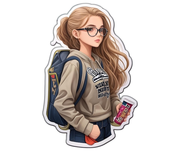 Smart College Girl Sticker