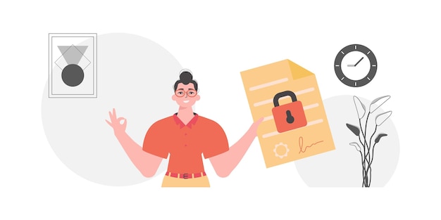 Smart contract concept data protection a man is holding a contract or document