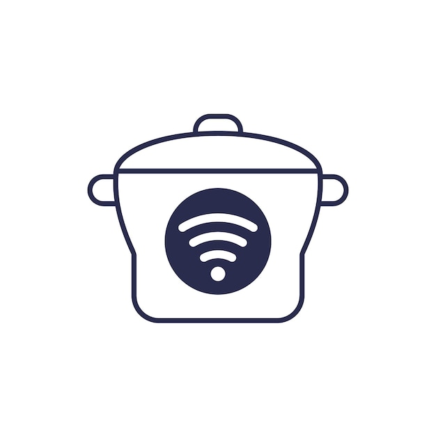 Smart cooker or steamer icon on white