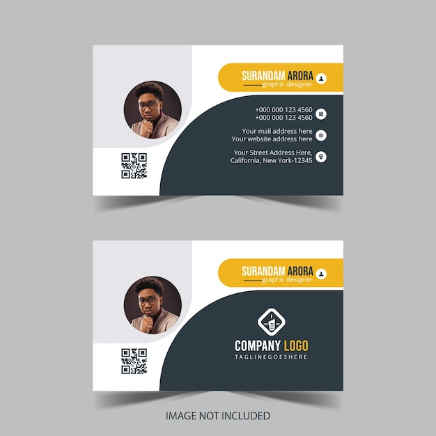 Vector smart corporate minimal digital clean and stylish yellow print business card design template