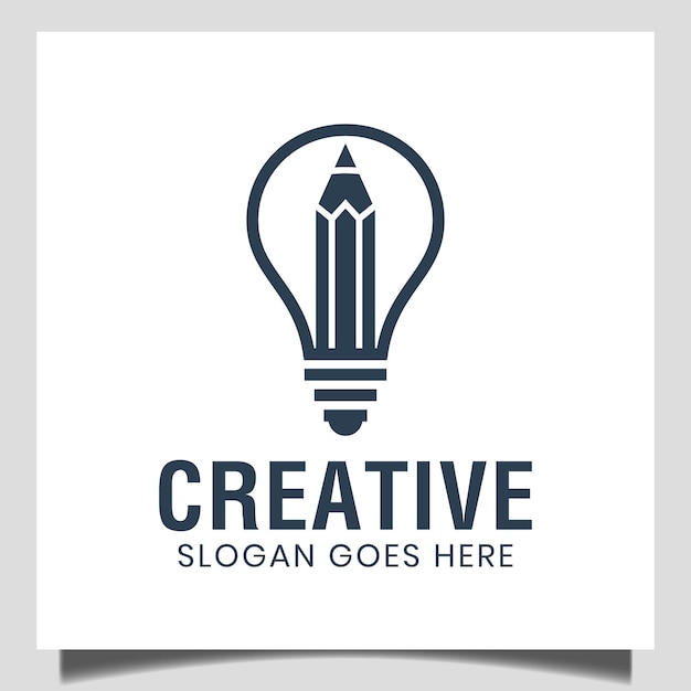 Smart and Creative idea pencil and light bulb symbol for, student study, education, creative design agency logo design