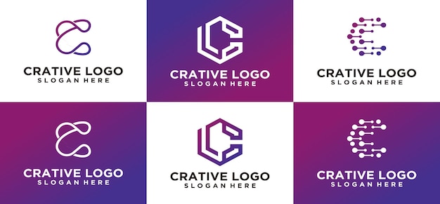 Design intelligente e creativo del logo della lettera c, logo della tecnologia della lettera c. logotipo vettoriale