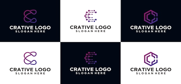 Design intelligente e creativo del logo della lettera c, logo della tecnologia della lettera c. logotipo vettoriale