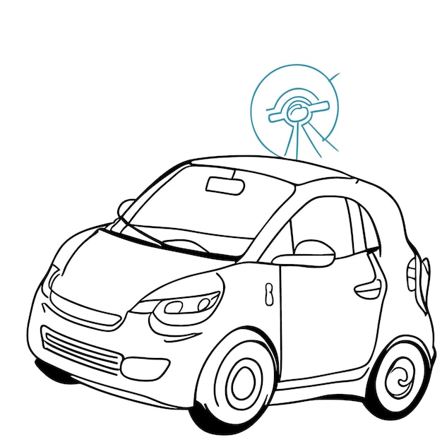 Vector smart driving vector illustration line art