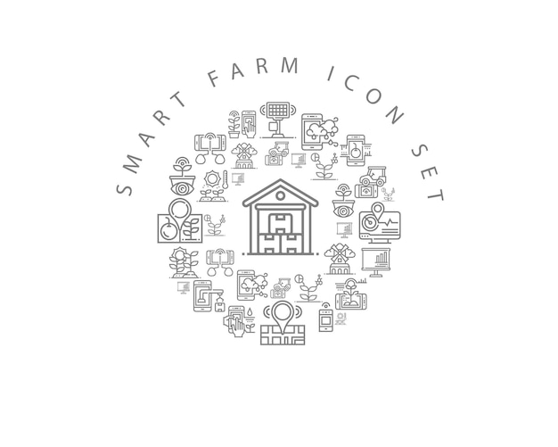 Smart farm icon set design