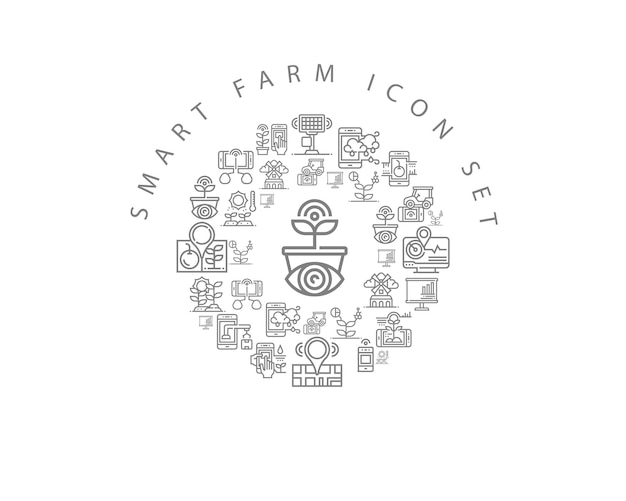 Smart farm icon set design