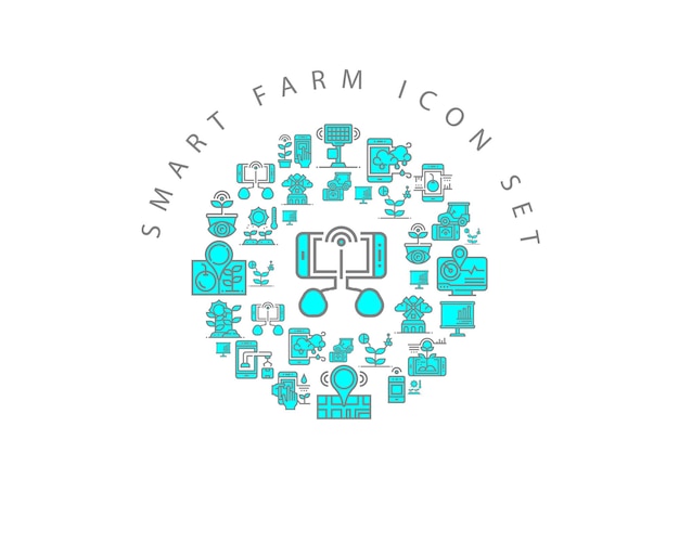 Smart farm icon set design