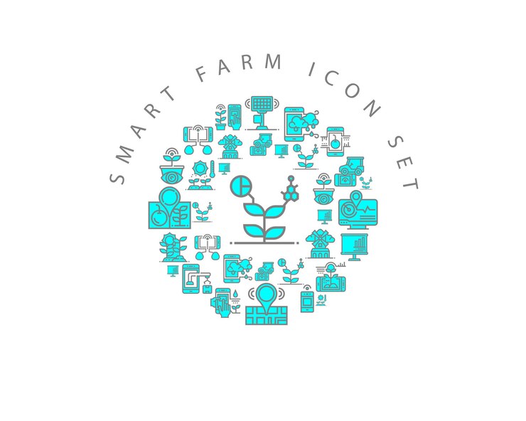 Smart farm icon set design
