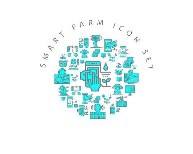 Smart farm icon set design