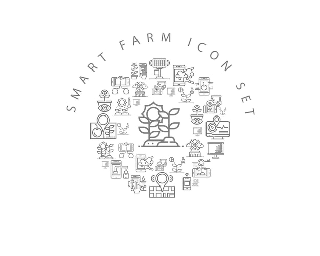 Smart farm icon set design