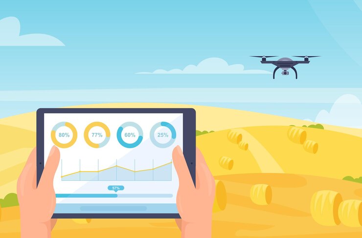 Vector smart farm mobile technology illustration