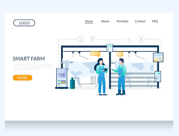 Шаблон дизайна целевой страницы векторного веб-сайта смарт-фермы