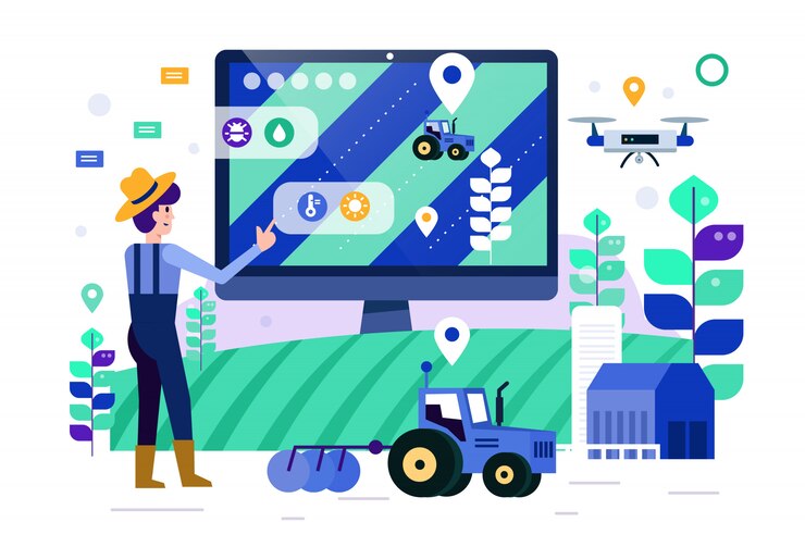 Vector smart farmer monitor and control smart farm. 