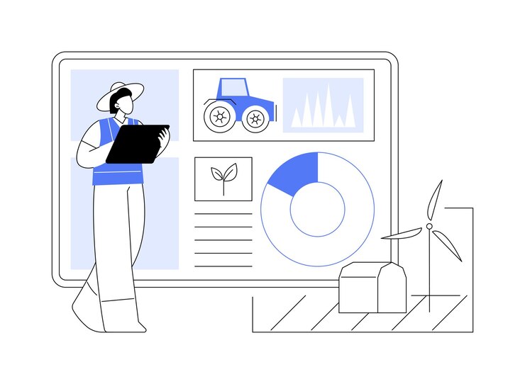 Vector smart farming dashboard isolated cartoon vector illustrations