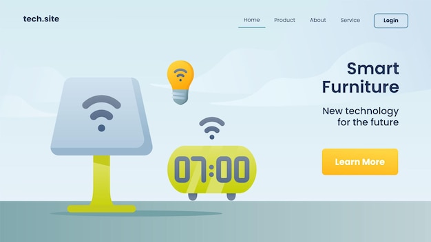 벡터 웹 사이트 템플릿 방문 홈페이지 벡터 일러스트 레이 션을위한 스마트 가구