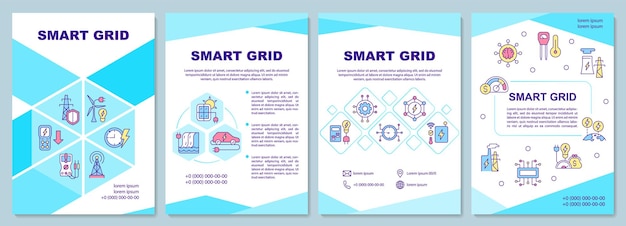 Smart grid blue brochure template