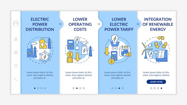 Smart grid characteristics blue and white onboarding template