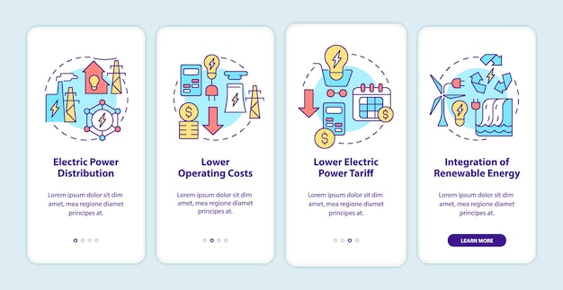 Smart grid characteristics onboarding mobile app screen