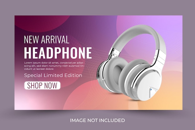 Vector smart headphone web banner design