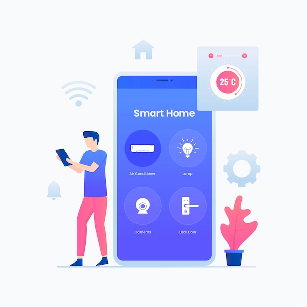 Smart home app illustration concept. illustration for websites, landing pages, mobile applications, posters and banners.