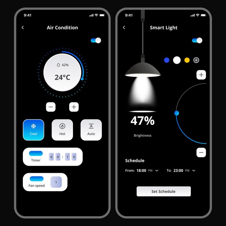 Vector smart home app screen device management
