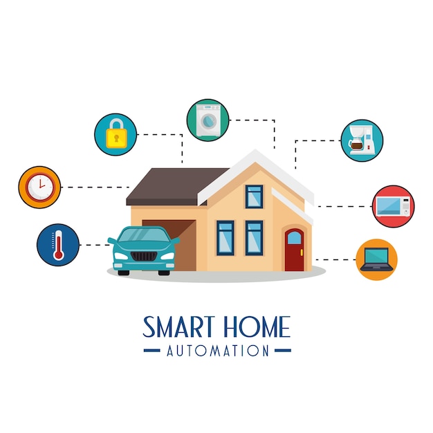 Smart home automation tech vector illustration design