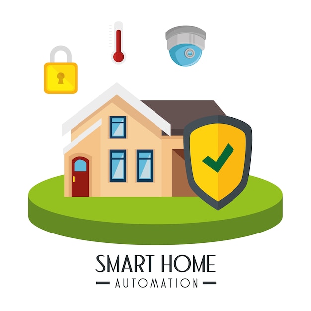 Smart home automation tech vector illustration design