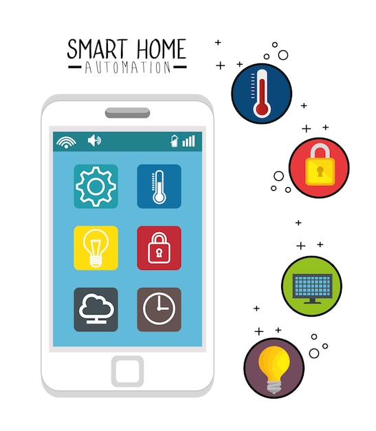 Smart home automation tech vector illustration design