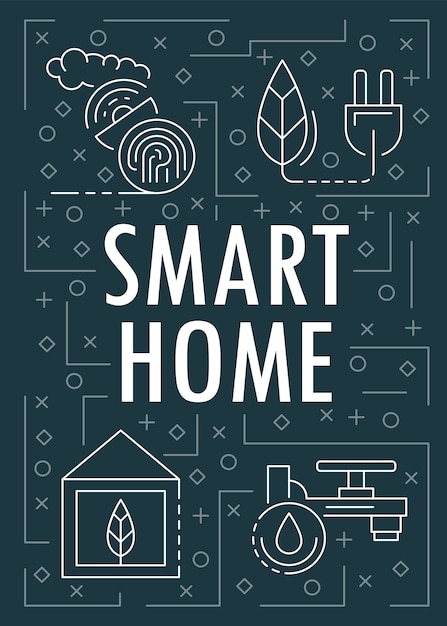 Vector smart home banner, outline style