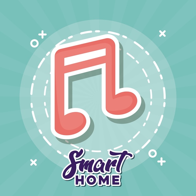 Smart home design with musical note icon 