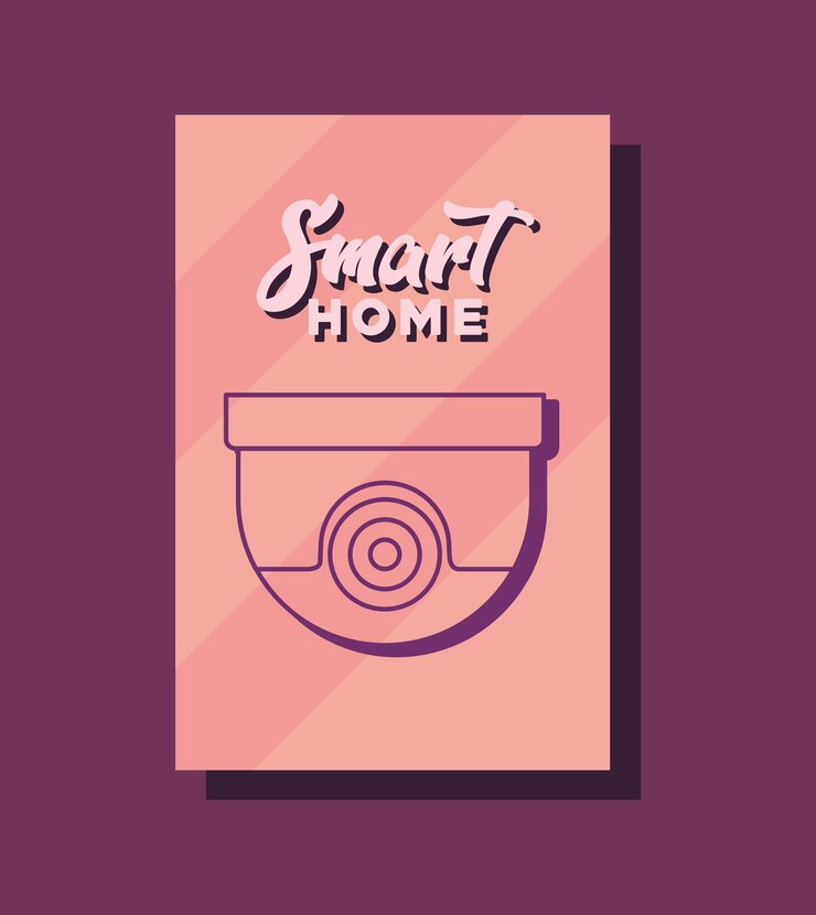 Vector smart home design with security camera icon 