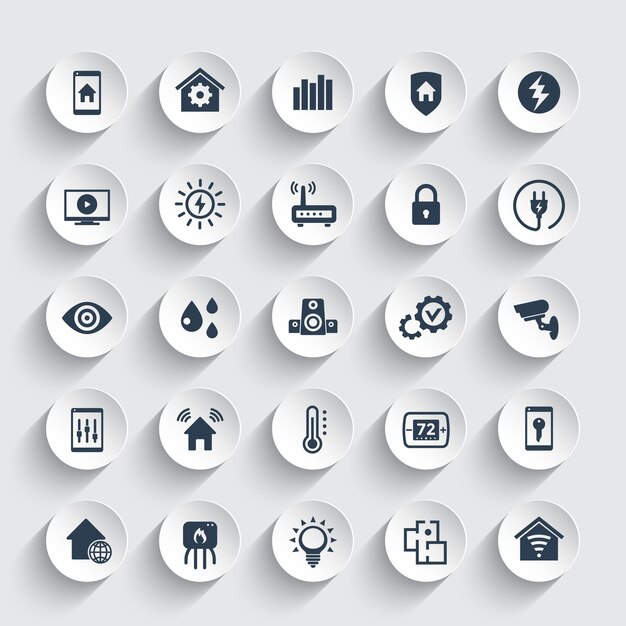 Vector smart home house automation system icons set