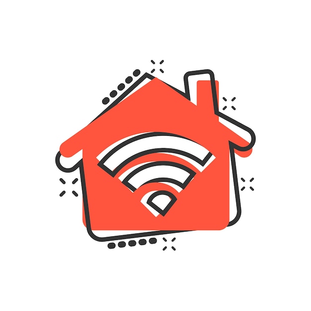 Smart home icon in comic style House control vector cartoon illustration pictogram Smart home business concept splash effect