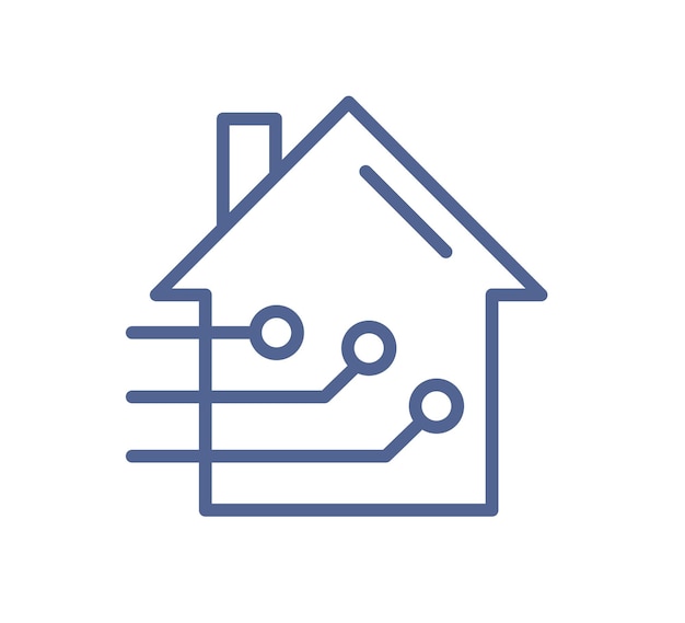 Smart home icon in line art style. Simple sign of house remote control system. Lineart smarthouse management symbol. Linear flat vector illustration of smarthome isolated on white background