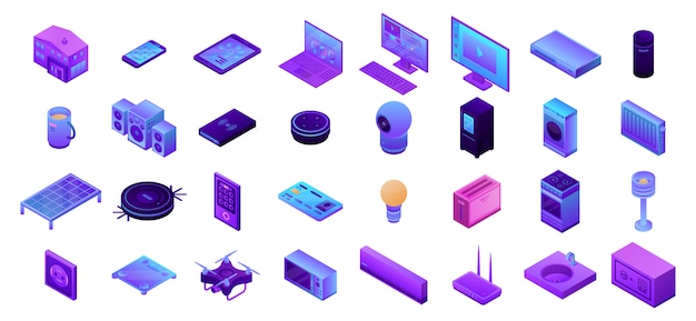 Vector smart home icons set, isometric style