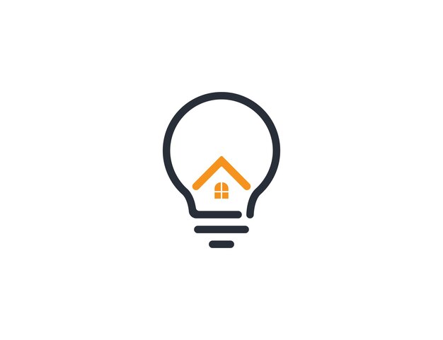 Vettore smart home logo concept symbol icon sign element design lampadina con logotipo di casa