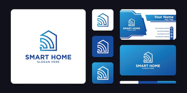 ベクトル スマートホームのロゴデザインと名刺