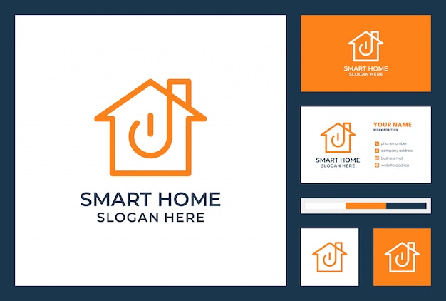 Smart home logo design with business card