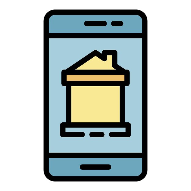 Smart home on the phone icon Outline smart home on the phone vector icon color flat isolated