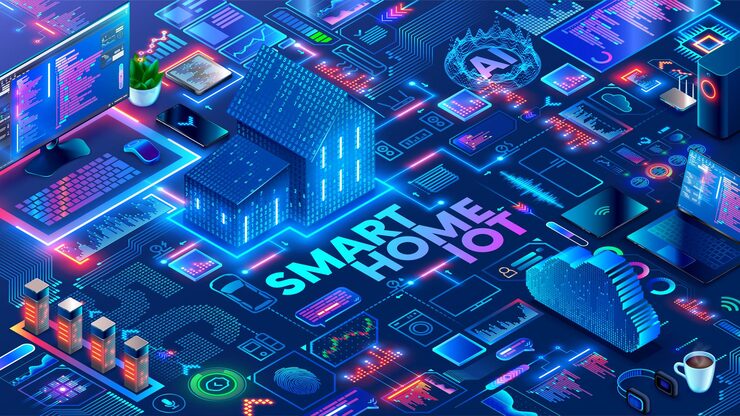 Vector 智能家居系统与物体自动化控制通过无线互联网 5g 智能算法开发和编程智能家居智能家居技术同度概念