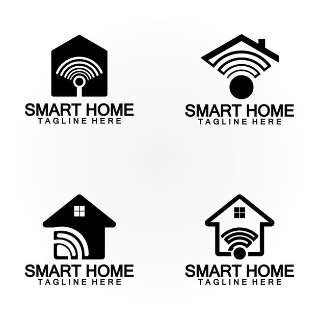 Smart Home Tech signal wifi wireless Logo Vector design template