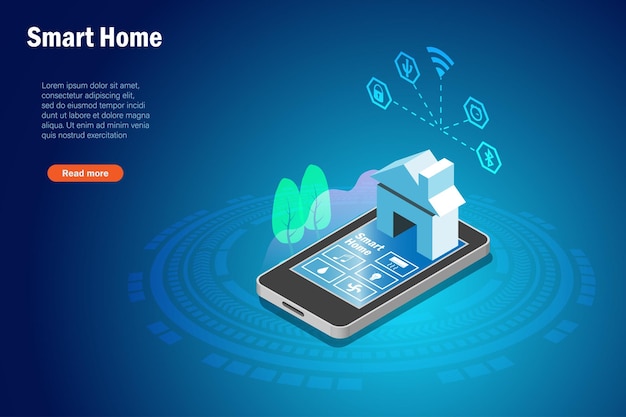 Smart home technology control digital household appliances on smartphone app Intelligent wireless